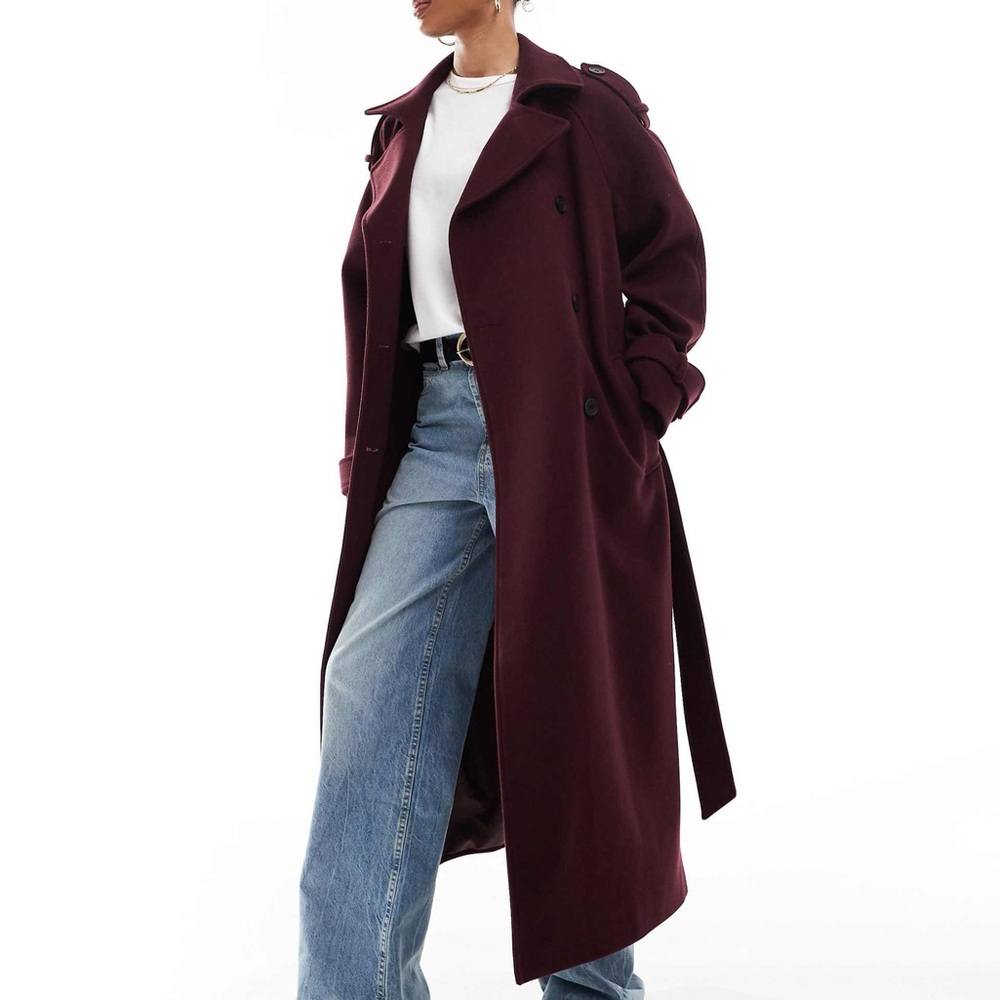 Stylish Burgundy Trench Coat